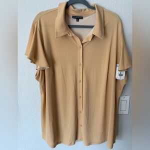 New Adrianna Papell Cream Polka Dot Blouse